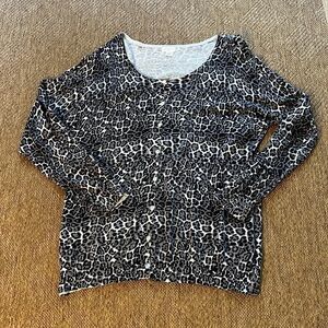 Jaclyn Smith Button Cardigan Crystal Button Cheetah print XXL